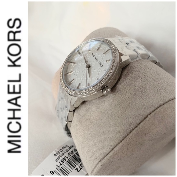 NWT authentic MK Silver tone monogram watch - Picture 6 of 6